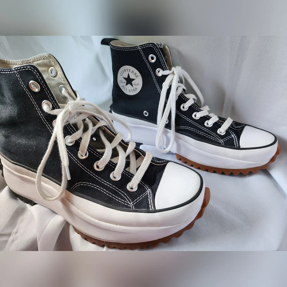 Converse Run Star Hike High Top Sneakers Black White Gum